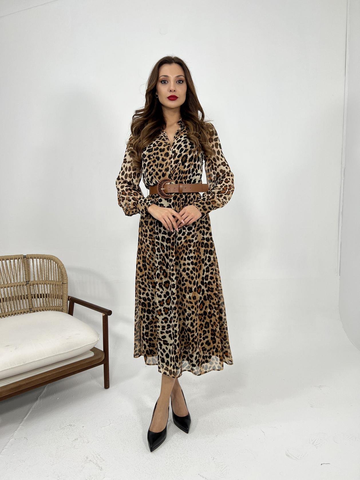 Rochie midi cu model leopard