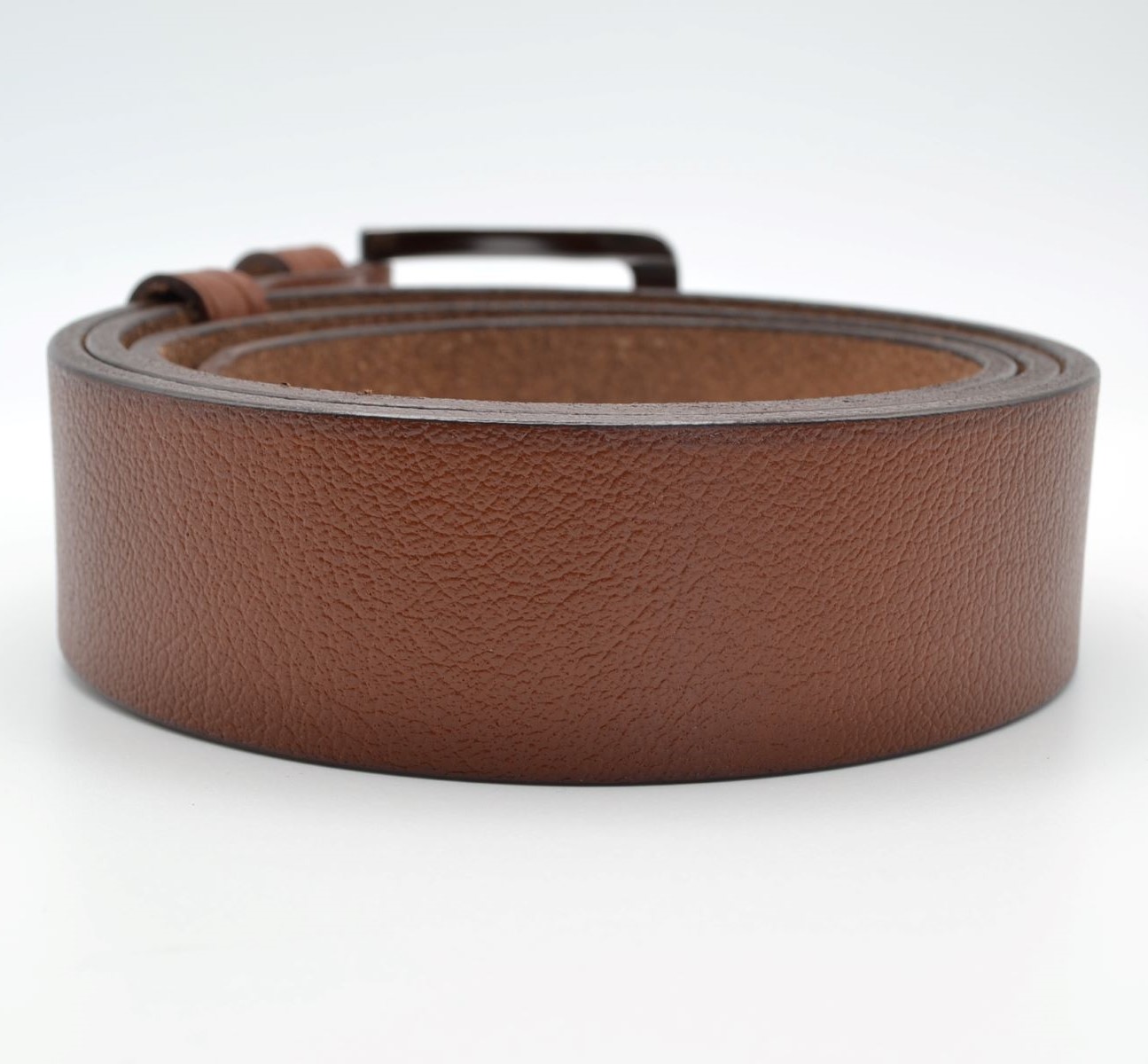 Curea bărbătească maro cognac din piele naturală 3,8 cm - imagine 3