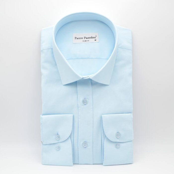 Cămașă bleu mânecă lungă pentru bărbați Slim Fit