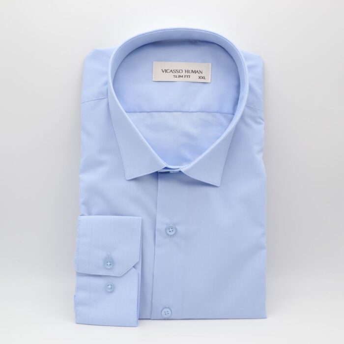 Cămașă bleu mânecă lungă Slim Fit pentru bărbați